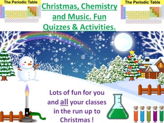 Christmas chemistry. 4 quizzes and activities. Xmas itself, Xmas Chemistry, Music, Bonus Round Fun!