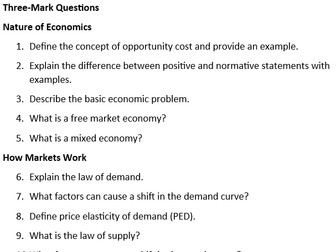 A Level Edexcel Economics General 3 Mark Questions/Answers