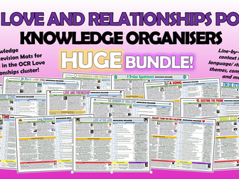 OCR Love and Relationships Poetry Knowledge Organisers Huge Bundle!