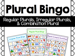 Plural Bingo {Regular Plurals, Irregular Plurals, & Combo}