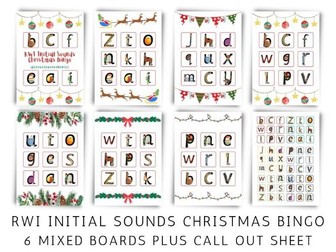 RWI Christmas Initial Sounds Phonics Bingo - 6 mixed pack with calling card