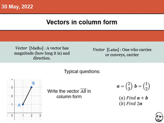 Vectors in column notation