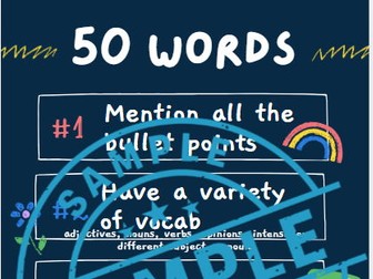 New AQA FRENCH GCSE - 50 word Classroom poster - Writing