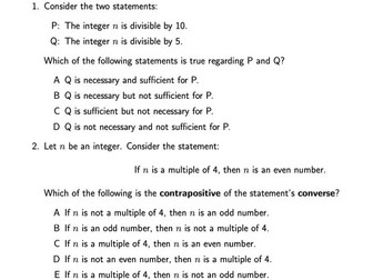 TMUA Paper 2 Logic Review Tests