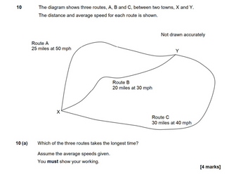 Distance Speed Time - GCSE Maths Exam Questions
