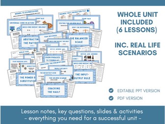 Introduction to Algebra Whole Unit | Lesson Notes, Slides & Activities