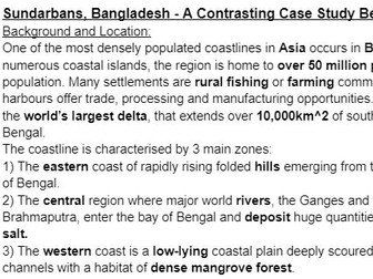 Sundarbans - Case Study AQA A Level Geography Coasts