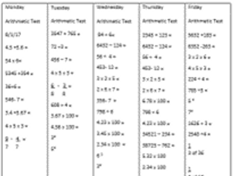 Week of quick fire Arithmetic Test based on Year 6 curriculum #6