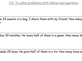Solving word problems with halves and quarters