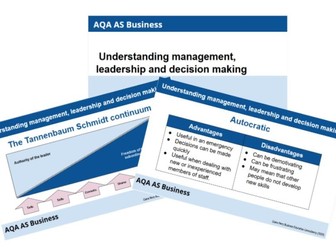 3. 2. 1: Understanding management, leadership and decision making - AQA AS Business (2025)