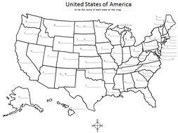 United States Of America Map - Write The Name Of Each State On The Map 