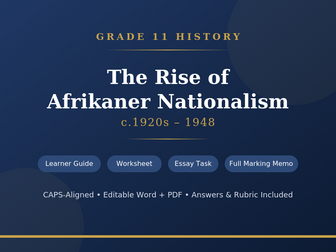 Afrikaner Nationalism – Grade 11 History