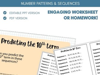 Predicting the 10th Term | Worksheet Activity | Four Operations