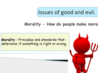 RS - Eduqas 1-9 Good and Evil - Complete lesson presentation and worksheets.
