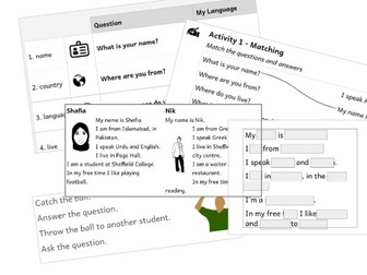 Entry 1 ESOL Personal Information ESL A1