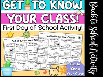 Back to School Icebreaker Bingo Activity | First Week Classroom Game