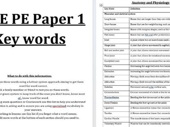 GCSE PE Edexcel key word booklet Paper 1