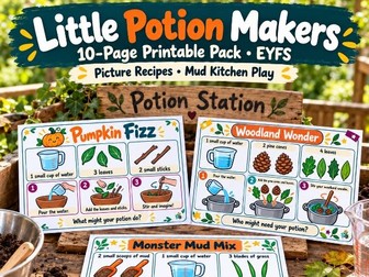 Potion Recipe Cards - Mud Kitchen - B&B