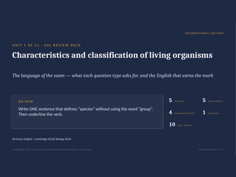 IGCSE Biology 0610 U1 Characteristics & Classification — EAL