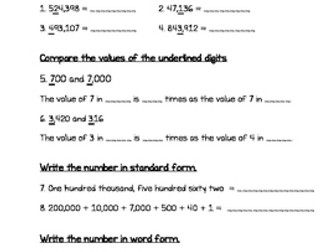 Place Value Test (Go Math Chapter 1 fourth grade)