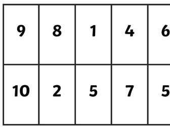 Numbers 1 - 10 bingo cards