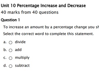 Cambridge Stage 8 Maths Unit 10 Percentage Increase and Decrease