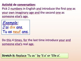 PPT French: Being able to count to 13 and say your age.