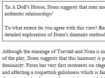 A Doll’s House Essay A* Model Response