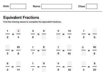 Equivalent Fractions worksheet
