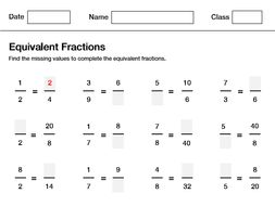 equivalent fractions worksheet teaching resources