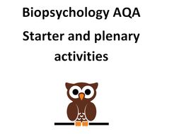 AQA Biopsychology starter and plenary activities