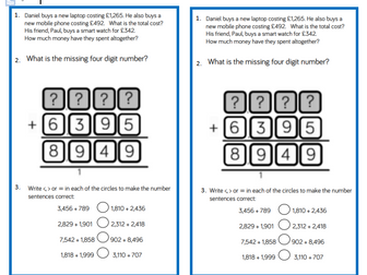 Year 4 White Rose Mastery addition and subtraction