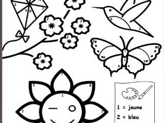 French colour by number - beginners - kids colouring
