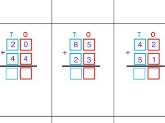 Adding using column method with colour coded boxes