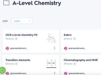 OCR A A Level Chemistry Quizlet folder for all modules