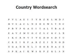 Country Wordsearch  Teaching Resources