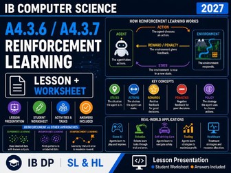IB Computer Science 2027 – A4.3.6/A4.3.7 Reinforcement Learning – Lesson & Worksheet