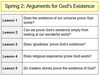 KS3 Religious Studies Unit - Arguments for the Existence of God