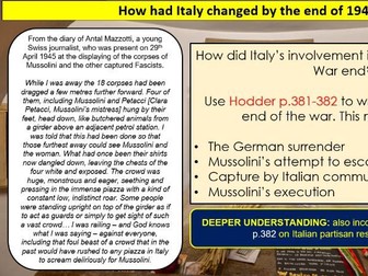 Edexcel A Level History Fascist Italy Lessons 53-55 (Democracy restored, 1943-46)