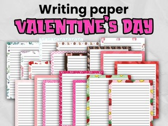 Valentine's Day Writing Templates with decorative borders