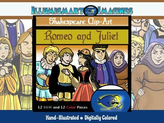 Shakespeare-Romeo & Juliet ClipArt! 24 pieces (BW and Color!)