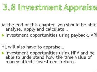 IBDP Business Management: Investment Appraisal