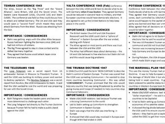 Superpower Relations and the Cold War - Revision cards Edexcel 1HI0 P4