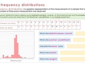 AQA Psychology Research Methods: Descriptive statistics, distributions, data display