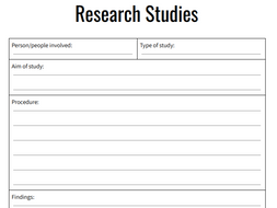 Psychology Revision Worksheet - Summarising Research ...