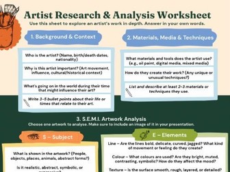 Artist Research & Analysis Worksheet – In-Depth Art Analysis Resource (2025 Edition)