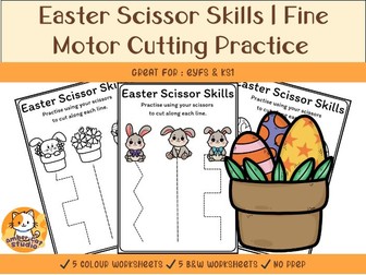 Easter Scissor Skills | Fine Motor Cutting Practice Worksheets | EYFS & KS1