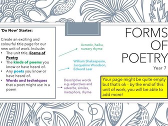 Forms of Poetry - KS3 English Scheme