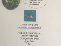 Dragon and Den Activity Sheets
