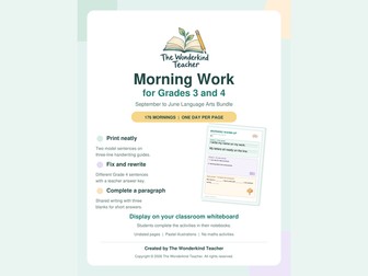 Grade 3/4 Morning Work Year Bundle | Printing, Sentence Editing & Paragraph Writing